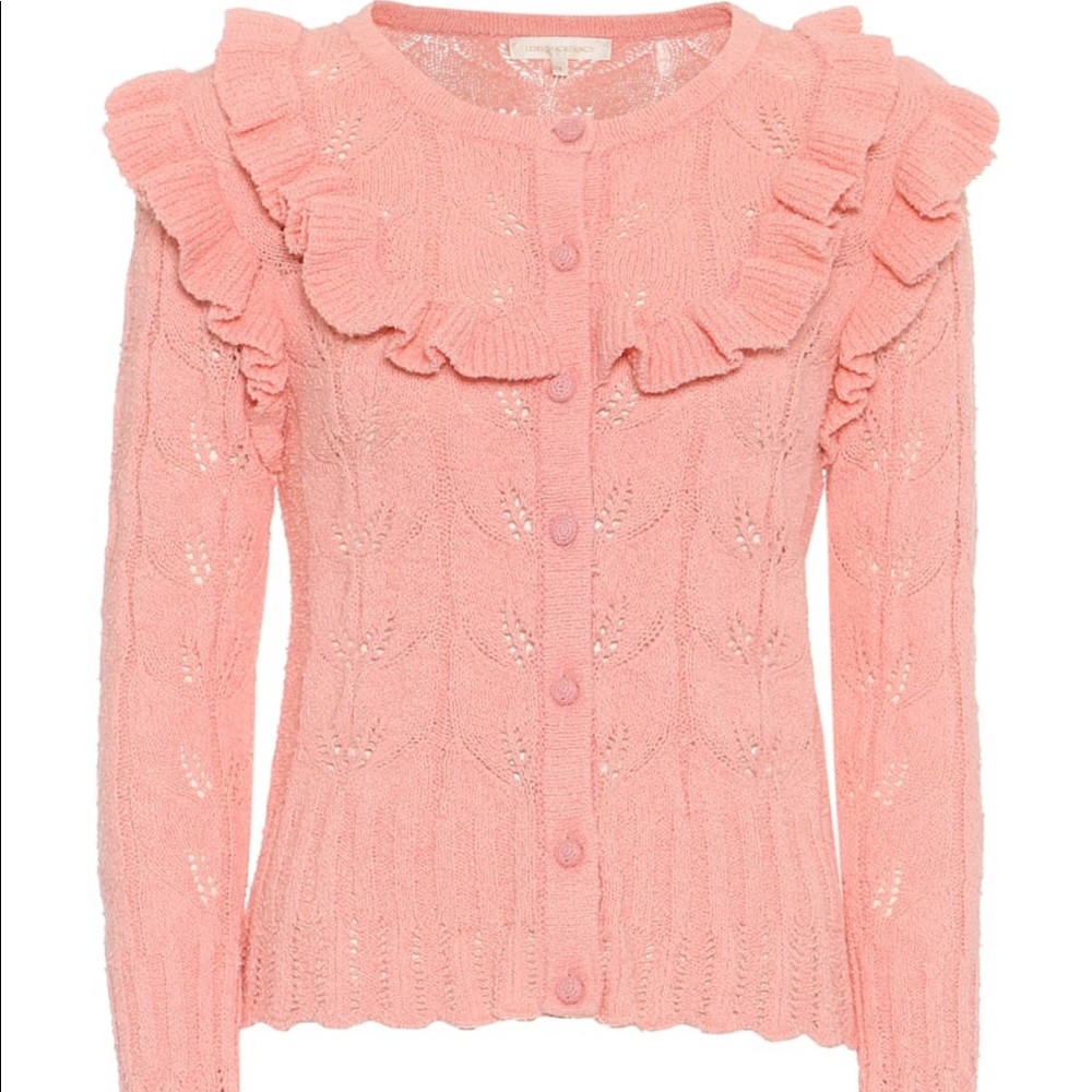 LoveShackFancy Pink Ruffle Cardigan